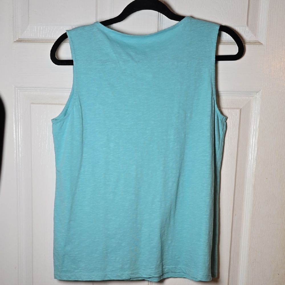 Talbots Medium M Petite Aqua Sleeveless Tank Top - Picture 5 of 5